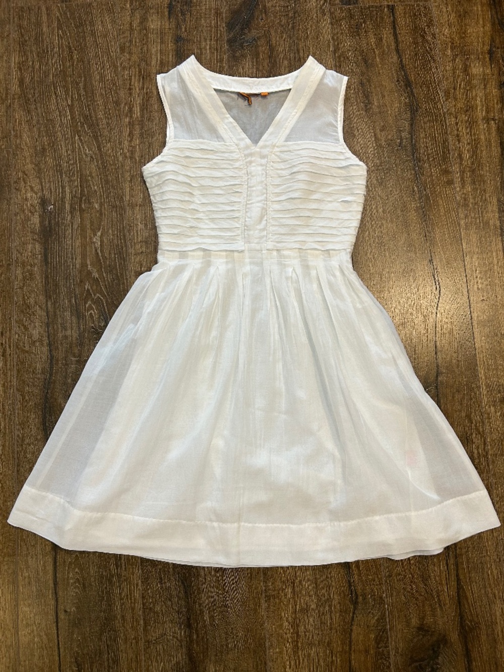 Tory Burch summer MIDI Sleeveless V- neck cotton silk dress XS-S White Ivory